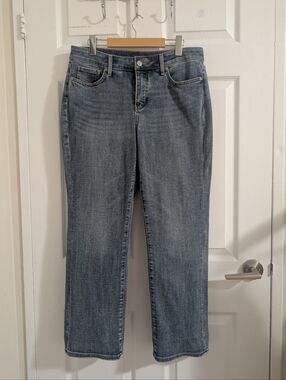 NYDJ Marilyn Straight Leg Jeans Lift Tuck Technology Medium Wash Denim Size 10